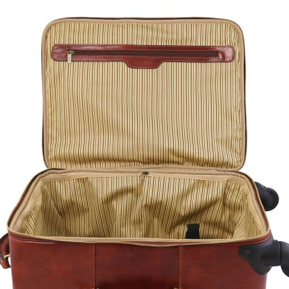 Dark Brown leather Suitcases TL Voyager by Tuscany Leather