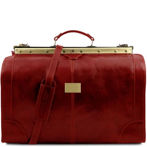 Red leather Duffel Bags Madrid - by Tuscany Leather