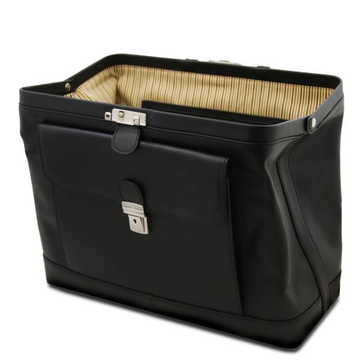 Black leather Doctor Bags Leonardo - by Tuscany Leather