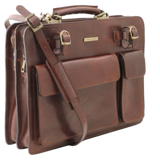 Brown leather Briefcases Venezia - by Tuscany Leather