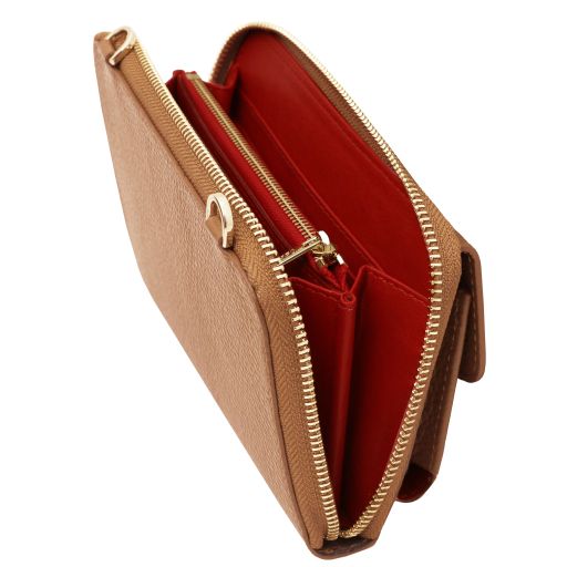 Urania - Leather wallet/phone holder with strap