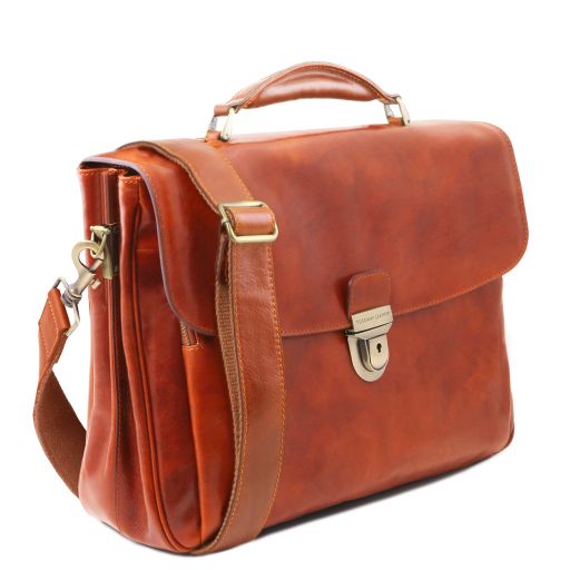 Alessandria - Leather multi compartment TL SMART laptop briefcase