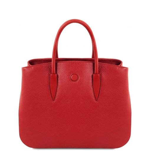 Lipstick Red leather Handbags Camelia - by Tuscany Leather