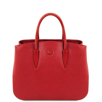 Lipstick Red leather Handbags Camelia - by Tuscany Leather