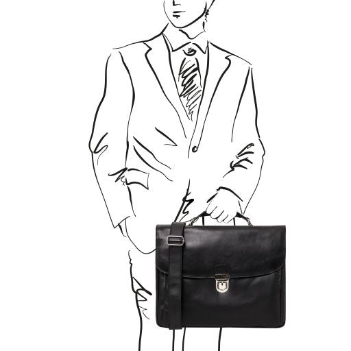 Alessandria - Leather multi compartment TL SMART laptop briefcase