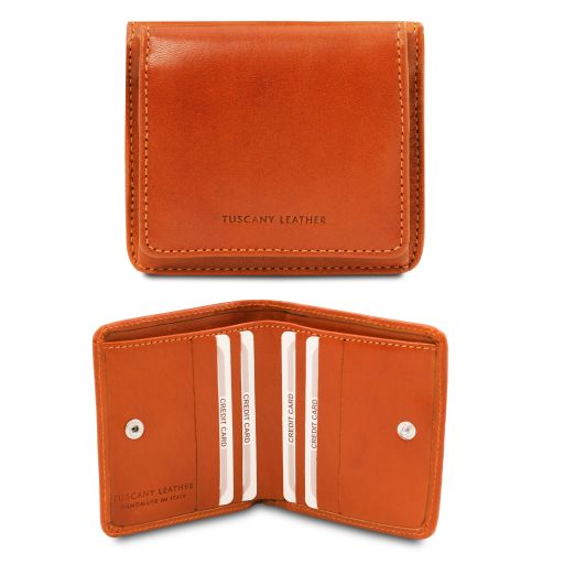Orange leather Wallets & Money Clips Exclusive by Tuscany Leather