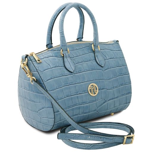 Light Blue leather Handbags Layla - by Tuscany Leather