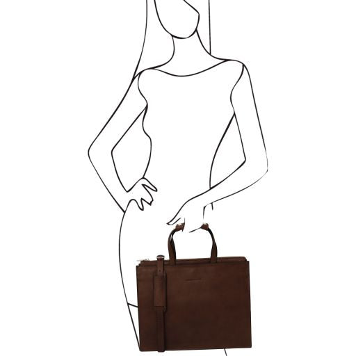 Palermo - Leather briefcase 3 compartments for women