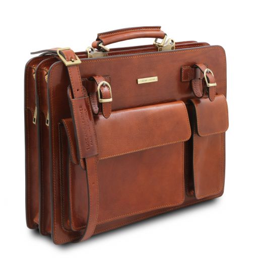 Brown leather Briefcases Venezia - by Tuscany Leather
