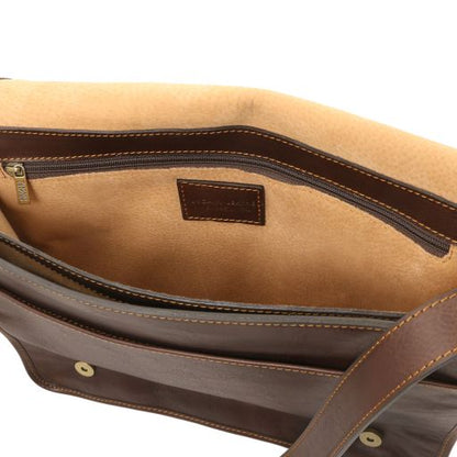 TL Messenger - Two compartments leather shoulder bag - Large size