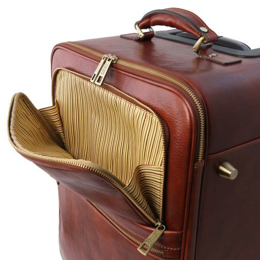Dark Brown leather Suitcases TL Voyager by Tuscany Leather