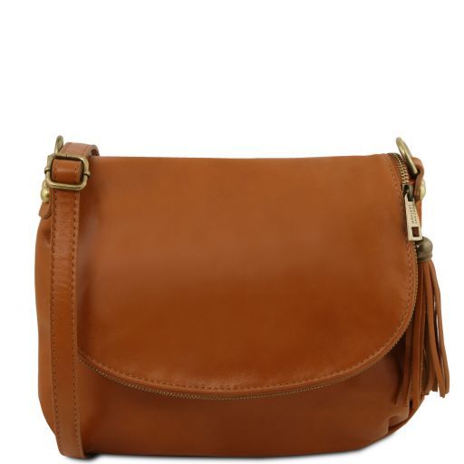 Cognac leather Shoulder Bags TL by Tuscany Leather