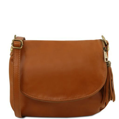 Cognac leather Shoulder Bags TL by Tuscany Leather