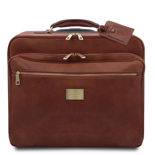 Brown leather Suitcases Varsavia - by Tuscany Leather