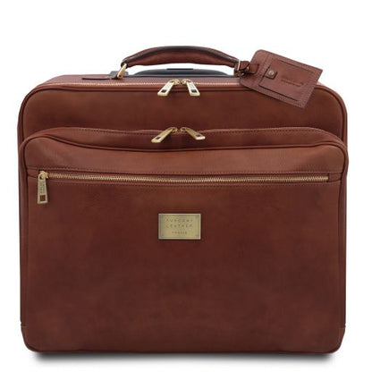 Brown leather Suitcases Varsavia - by Tuscany Leather