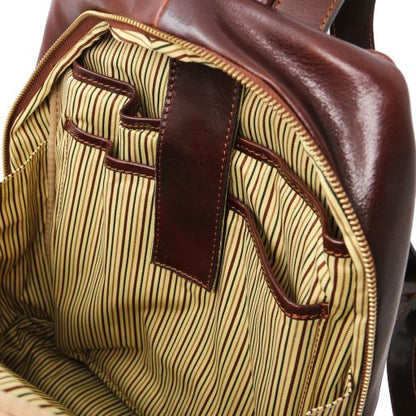 Dark Brown leather Backpacks Perth - by Tuscany Leather