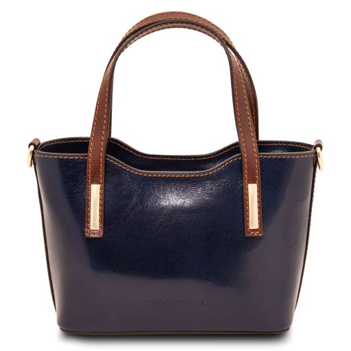 Dark Blue leather Handbags Amelia - by Tuscany Leather
