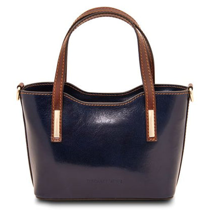 Dark Blue leather Handbags Amelia - by Tuscany Leather