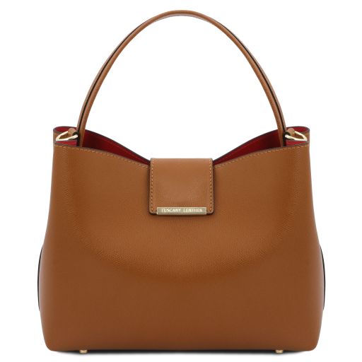 Cognac leather Handbags Clio - by Tuscany Leather