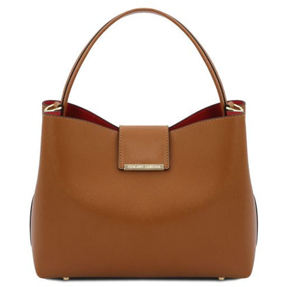 Cognac leather Handbags Clio - by Tuscany Leather