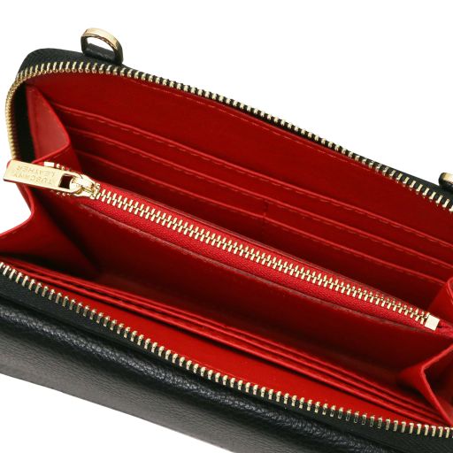 Urania - Leather wallet/phone holder with strap